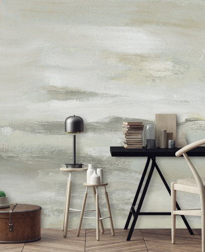 light grey abstract mural