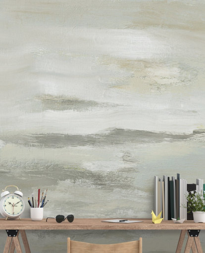 light grey abstract mural