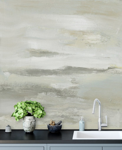 light grey abstract mural