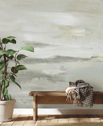 light grey abstract mural