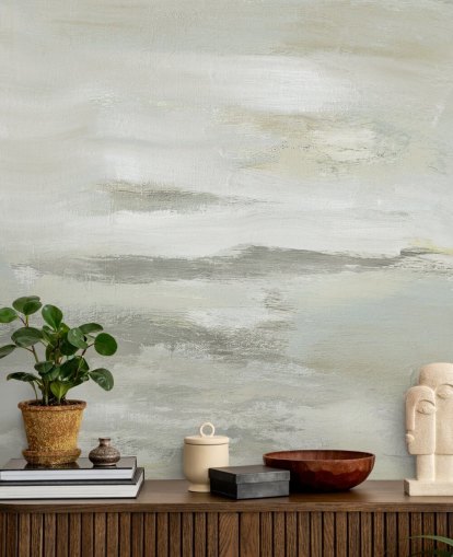 light grey abstract mural