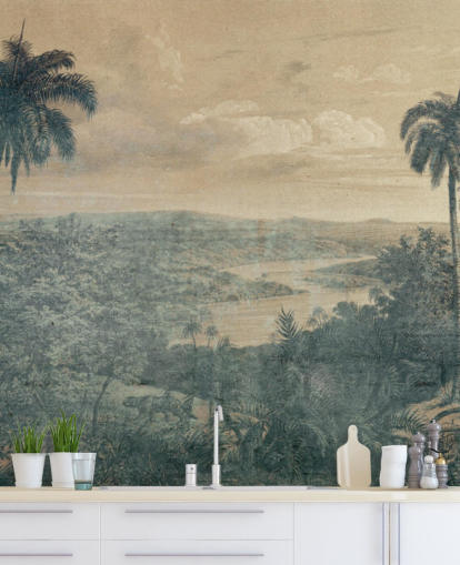 mural de fondo de pantalla de jungla bajo el sol