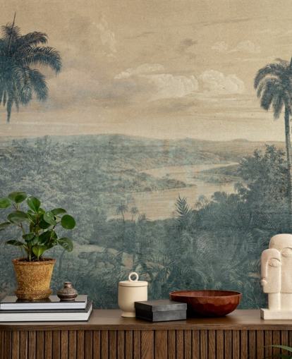 mural de fondo de pantalla de jungla bajo el sol