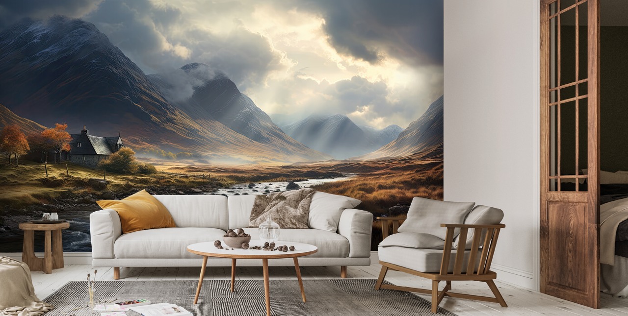 Stunning valley of Glencoe during epic weather conditions and light