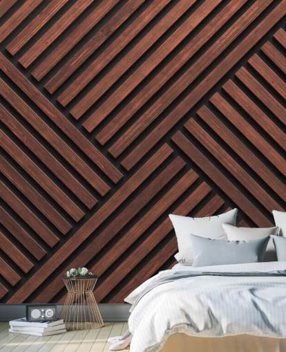 patterned wooden slat wallpaper mural