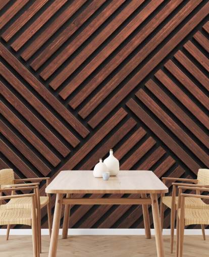 muurschildering met houten lattenbehang met patroon muurschildering met houten lattenbehang met patroon