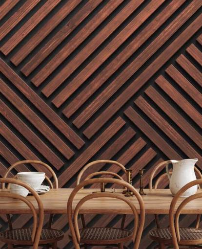 mural de papel de parede de ripas de madeira estampado