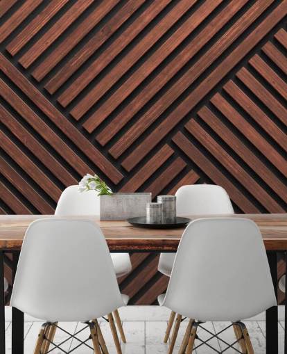 mural de papel pintado de listones de madera estampado
