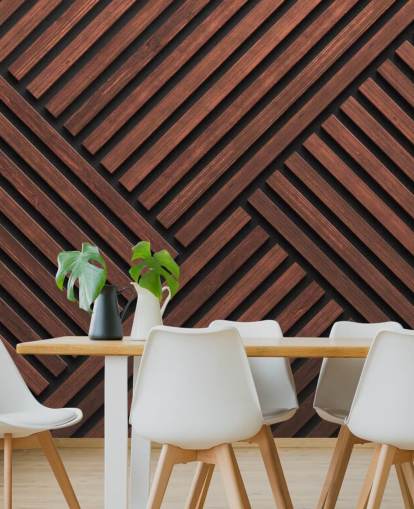 papier peint mural à lattes de bois à motifs