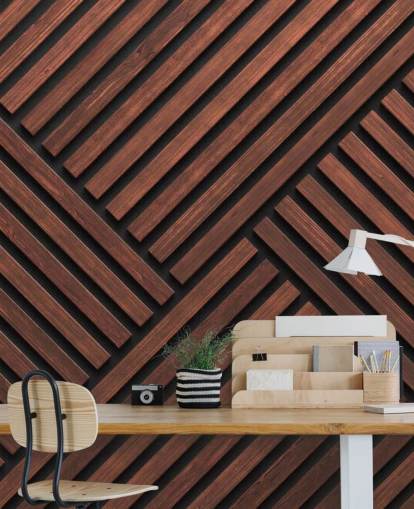 patterned wooden slat wallpaper mural