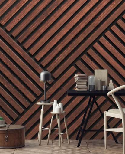 patterned wooden slat wallpaper mural