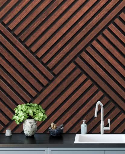 patterned wooden slat wallpaper mural