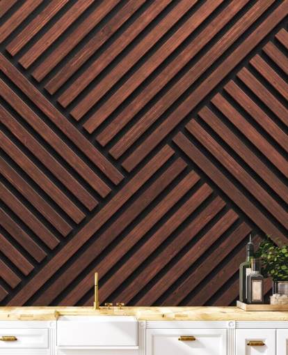 mural de papel pintado de listones de madera estampado