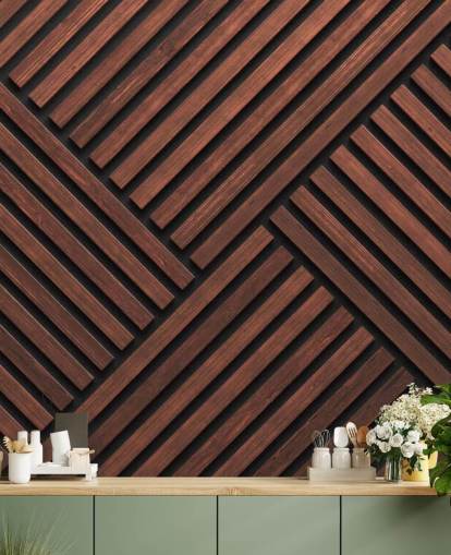 patterned wooden slat wallpaper mural