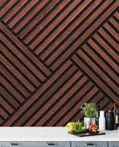 patterned wooden slat wallpaper mural
