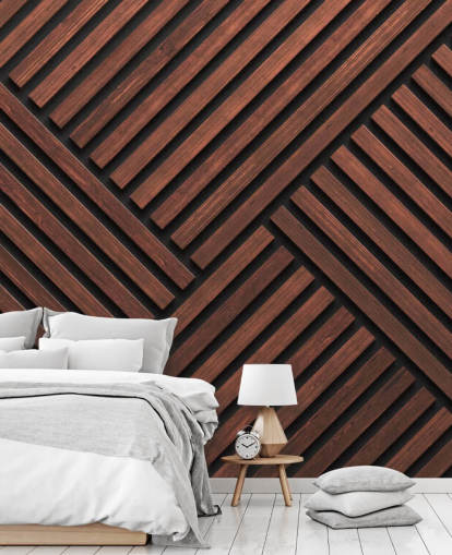 mural de papel pintado de listones de madera estampado