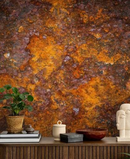 oranje roest behang