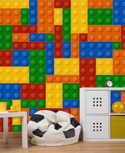 carta da parati colorata per bambini con mattoncini giocattolo