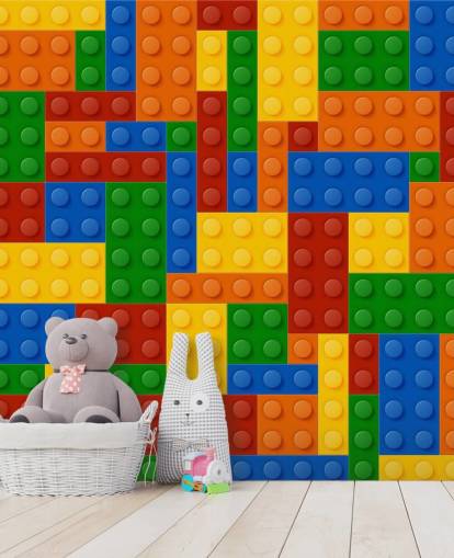 carta da parati colorata per bambini con mattoncini giocattolo