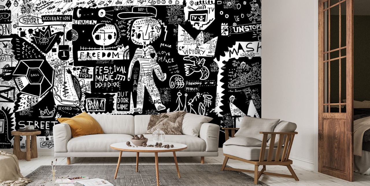 Graffiti - Black and White Wallpaper | Wallsauce US