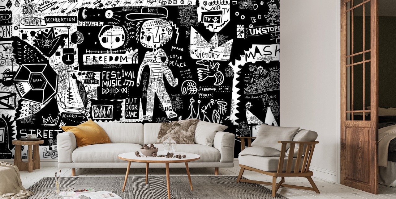 FORWALL WTD 1397 Papier Peint Photo En Tissu Non-tissé Motif Graffiti Streetart Pour Chambre D'enfant Garçon Résistant Aux UV Haute Résolution Prêt à Monter 104 X 70,5 Cm