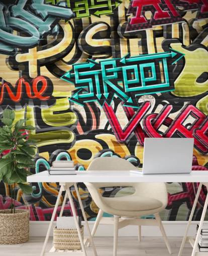 colourful custom graffiti wallpaper mural called Graffiti - Street for teen's bedroom