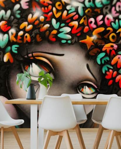 colorful street art wallpaper mural called Word Head Graffiti for bedrooms and businesses colorful street art wallpaper mural called Word Head Graffiti for bedrooms and businesses