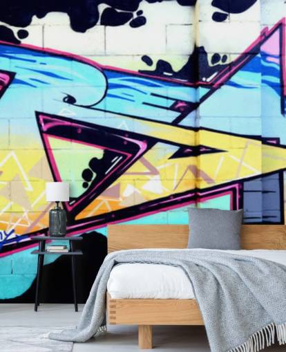 Blue Urban Art Graffiti Wall Mural