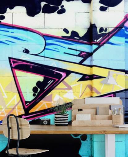 Mural de pared Grafiti arte urbano azul