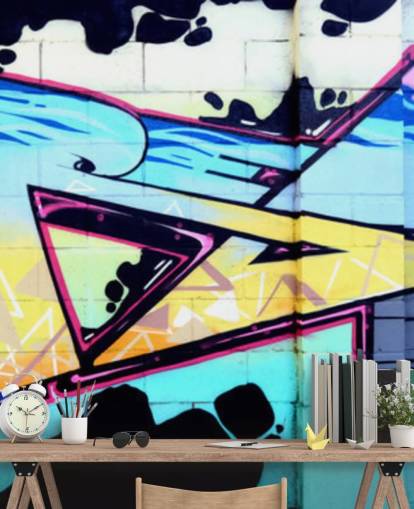 Decorazione murale con graffiti di arte urbana blu