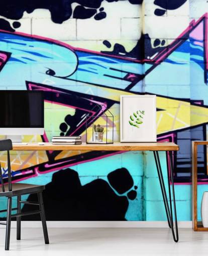 Mural de pared Grafiti arte urbano azul