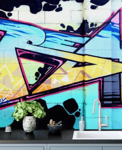 Blue Urban Art Graffiti Muurschildering