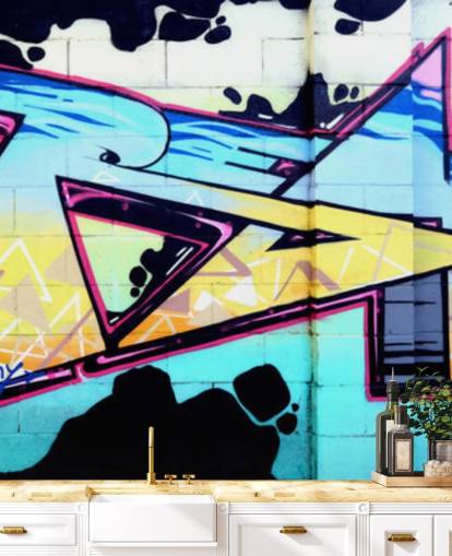 Mural de pared Grafiti arte urbano azul