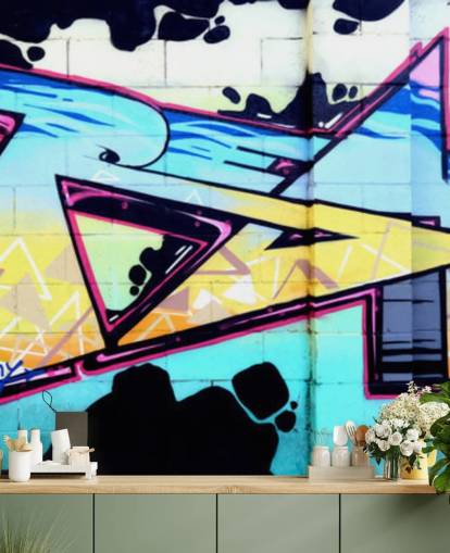 Blue Urban Art Graffiti Wall Mural