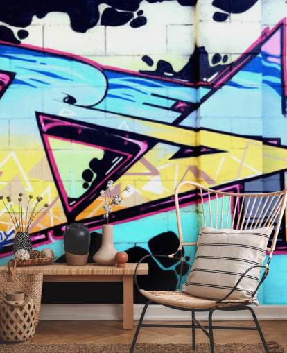 Blue Urban Art Graffiti Wall Mural