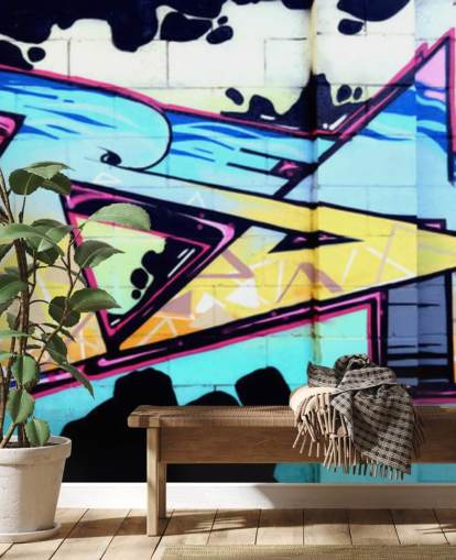 Blue Urban Art Graffiti Wall Mural