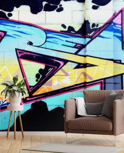 Blue Urban Art Graffiti Wall Mural