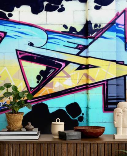 Blue Urban Art Graffiti Wall Mural