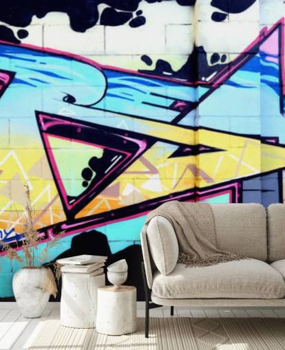 Mural de pared Grafiti arte urbano azul