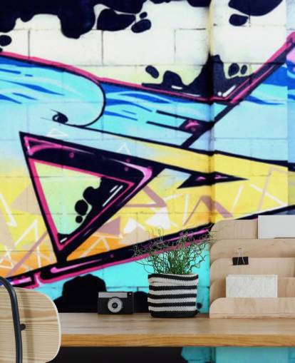 Blå Urban Art Graffiti väggmålning