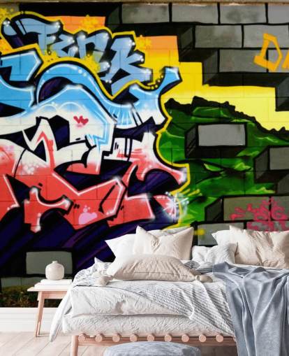 Decorazione murale con graffiti colorati