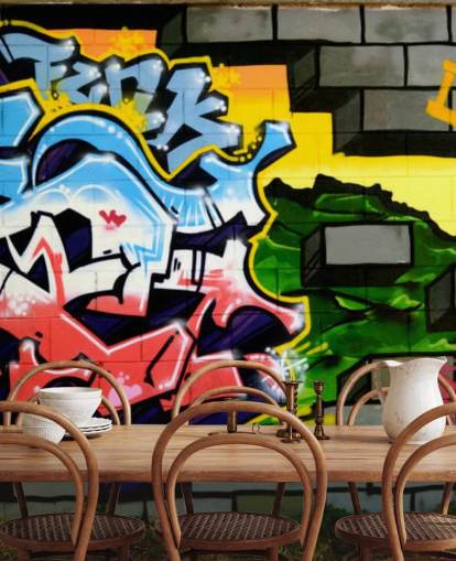 Colourful Graffiti Wall Art Mural