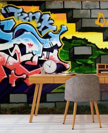 Farbenfrohes Graffiti-Wandbild Farbenfrohes Graffiti-Wandbild