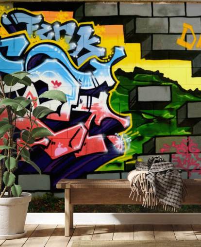 Mural de pared Grafiti colorido Mural de pared Grafiti colorido
