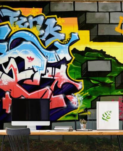 Värikäs graffiti -seinämaalaus