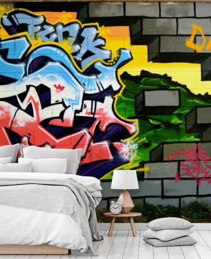 Farverige Graffiti vægmaleri Farverige Graffiti vægmaleri