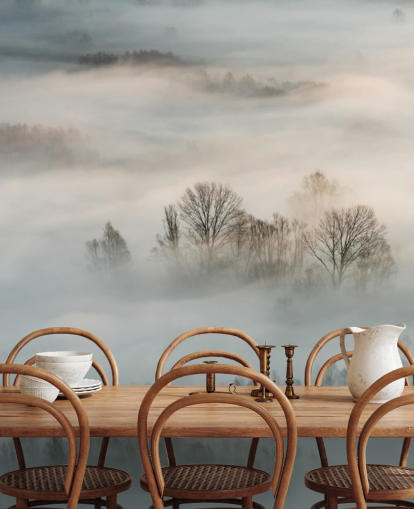 winter fog over trees wall mural winter fog over trees wall mural