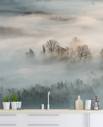 winter fog over trees wall mural winter fog over trees wall mural