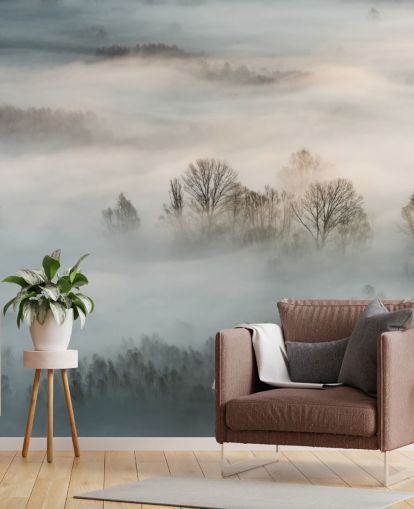 winter fog over trees wall mural winter fog over trees wall mural