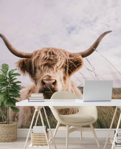 brown custom cow wallpaper mural called Scottish Highland Cow for homes and offices brown custom cow wallpaper mural called Scottish Highland Cow for homes and offices